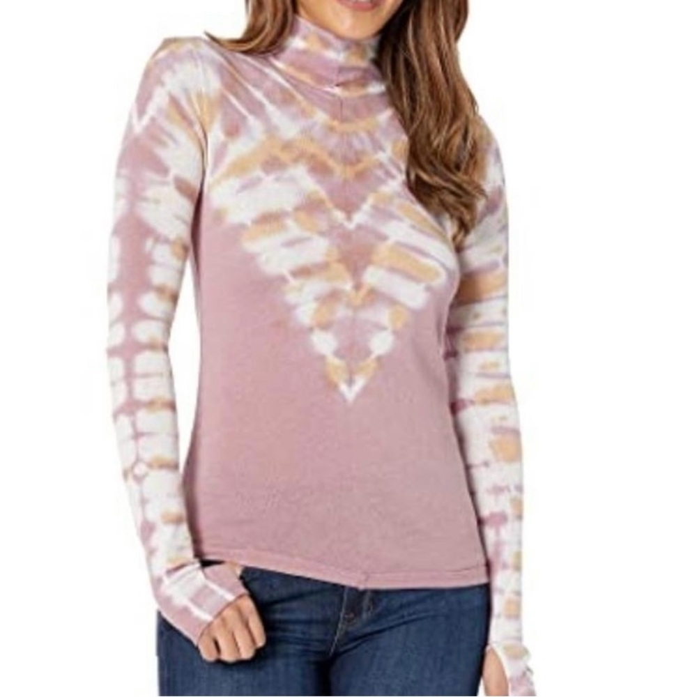 We The Free Psychedelic Tie Dye Turtleneck Top, Size Medium, Free People Casual